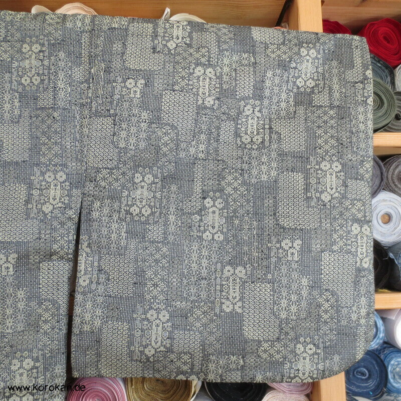 Dochugi Kimono Jacke, graubeiges Jacquard Mischgewebe