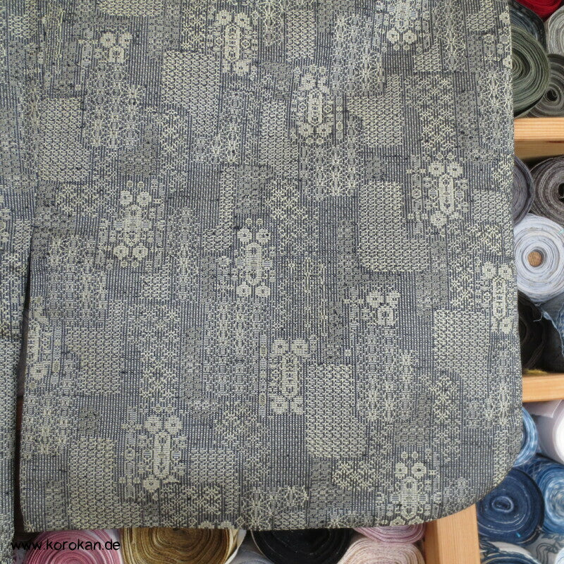 Dochugi Kimono Jacke, graubeiges Jacquard Mischgewebe