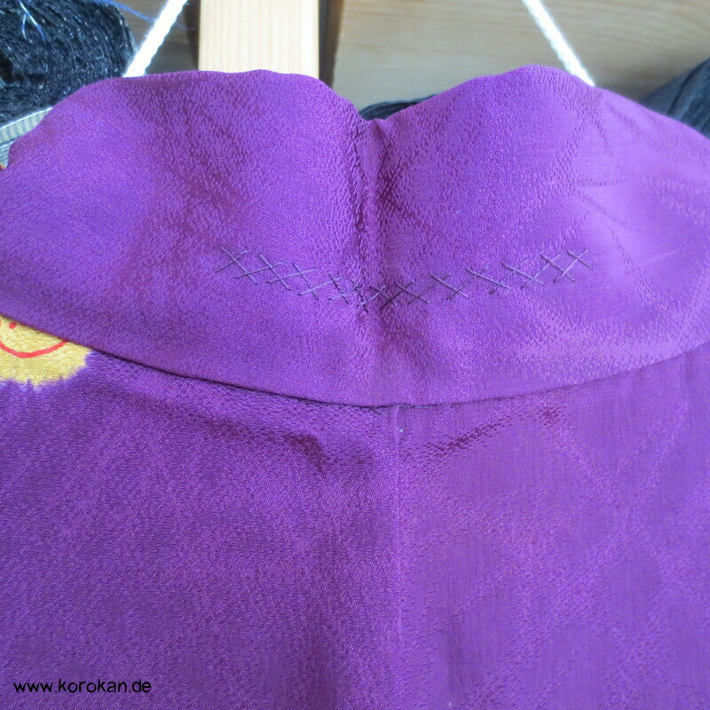 pflaumenlila Shibori Sakura Haori Seidendamast