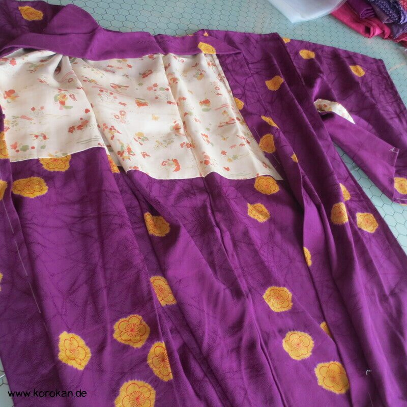 pflaumenlila Shibori Sakura Haori Seidendamast