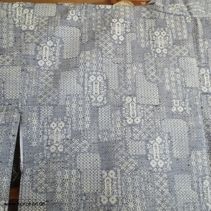 Dochugi Kimono Jacke, graubeiges Jacquard Mischgewebe