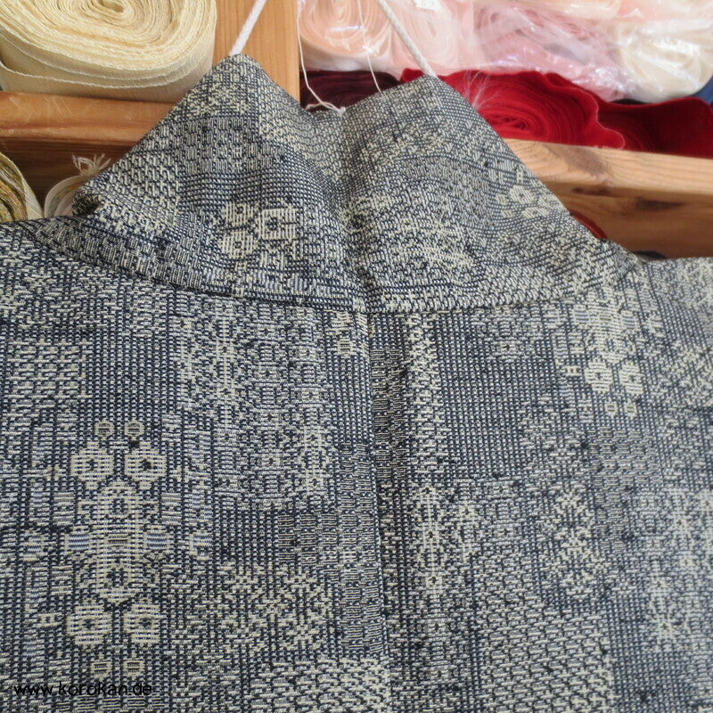 Dochugi Kimono Jacke, graubeiges Jacquard Mischgewebe