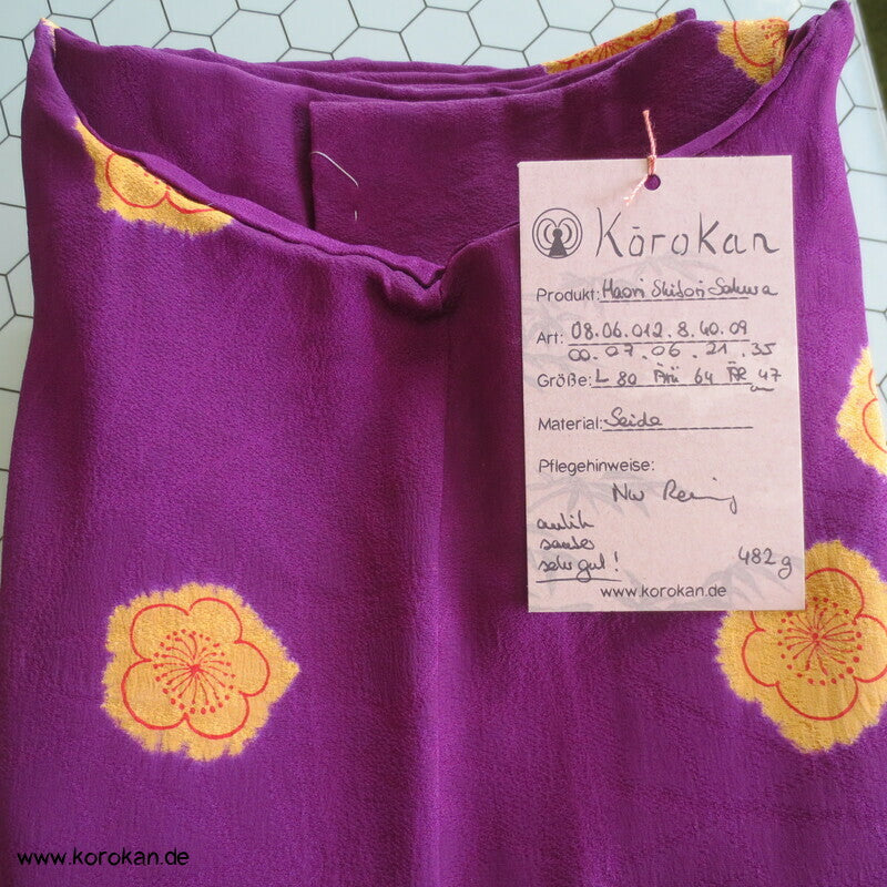pflaumenlila Shibori Sakura Haori Seidendamast