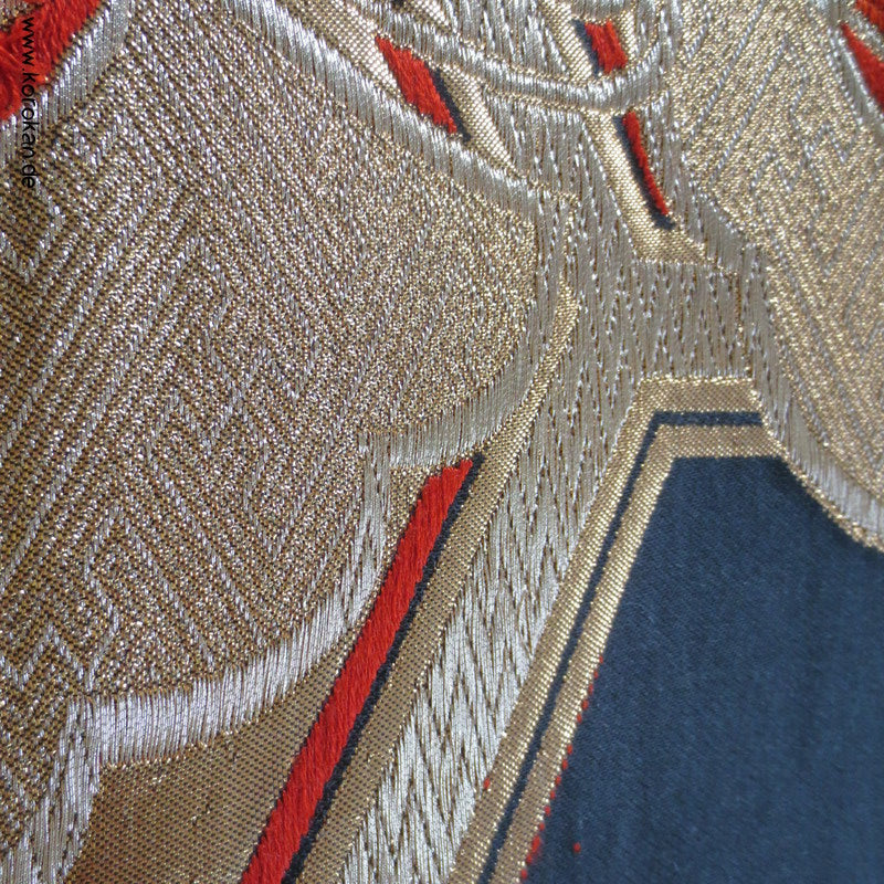 Schmetterlinge Fukuro Obi schwarzgrundiger Seiden Brokat Kimonogürtel