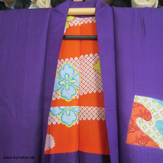 handgemalte Shikishi aus Sayagata Rinzu Seidendamast Haori