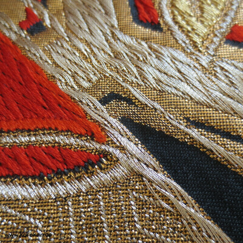 Schmetterlinge Fukuro Obi schwarzgrundiger Seiden Brokat Kimonogürtel