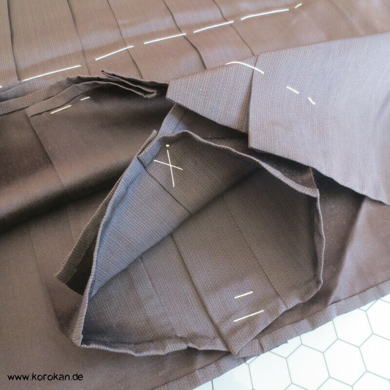braun schwarz gestreifte Hakama - Umanori Seidenrips Kimono Hose