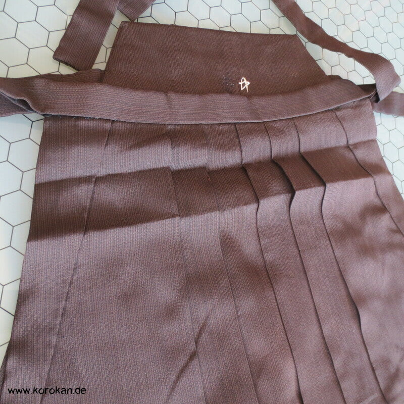 braun schwarz gestreifte Hakama - Umanori Seidenrips Kimono Hose