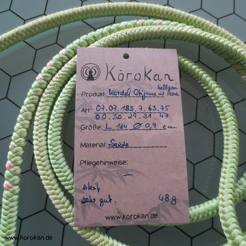 blasshellgrün mit rosa Kordel Obijime, Seide