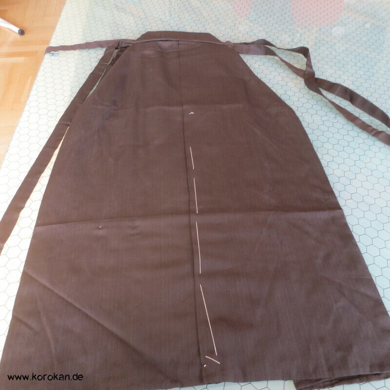 braun schwarz gestreifte Hakama - Umanori Seidenrips Kimono Hose