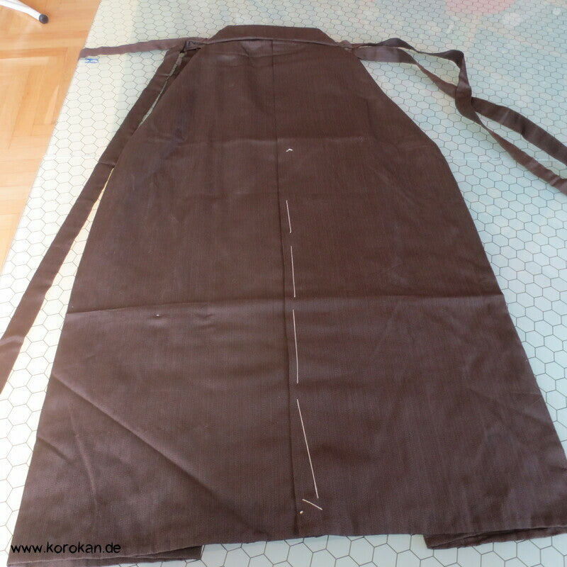 braun schwarz gestreifte Hakama - Umanori Seidenrips Kimono Hose