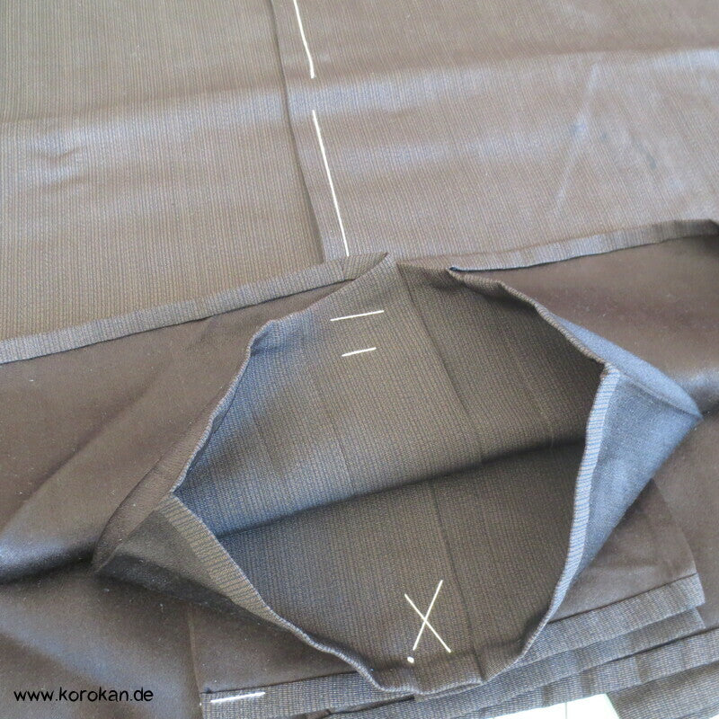 braun schwarz gestreifte Hakama - Umanori Seidenrips Kimono Hose