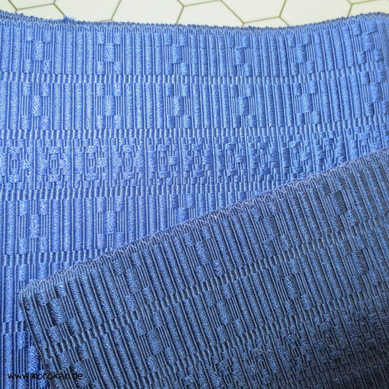 Kaku Seiden Obi Kimono Gürtel blauer Strukturrips