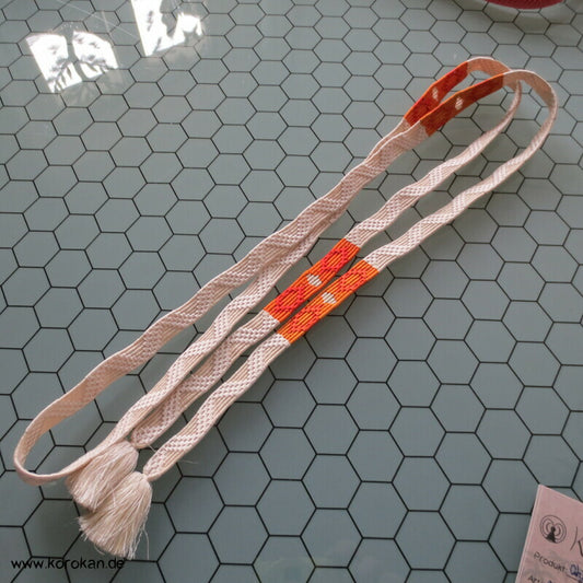 weiß mit orange Obijime, Seide, durchbrochen geflochten