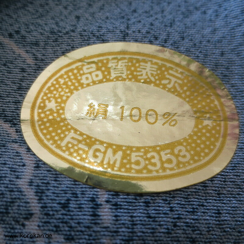 Musterfächer auf petrol Chirimen Kimono Seiden Crepe
