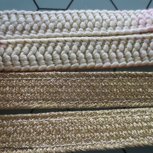 pink gold Koi Verlaufsfarben Obijime, Seide / Lurex, zweilagig genäht