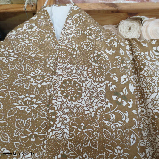 Edo Komon Mille Fleur Komon Seidencrepe Kimono - unbenutzt