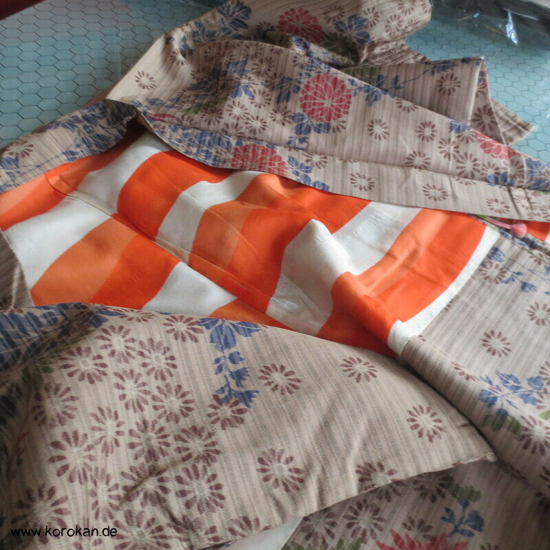 Chrysanthemen Haori Kimonojacke , Meisen Seide, Himo