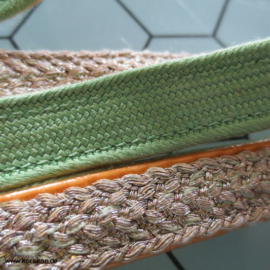 hellgrün silber Obijime, Seide / Lurex, doppellagig genäht