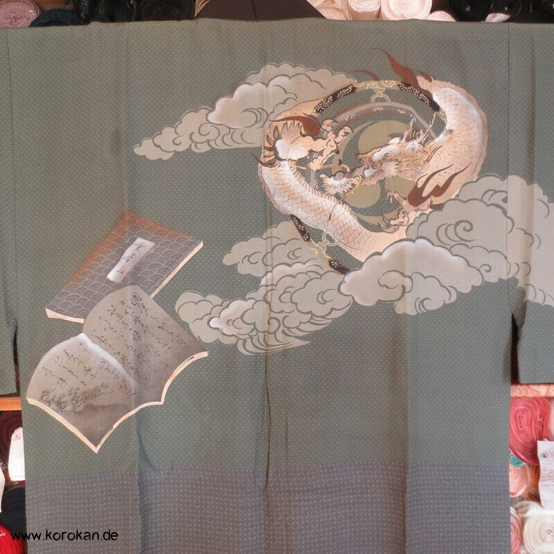 Drachen Juban Männer Unterkimono, Japan, Seide