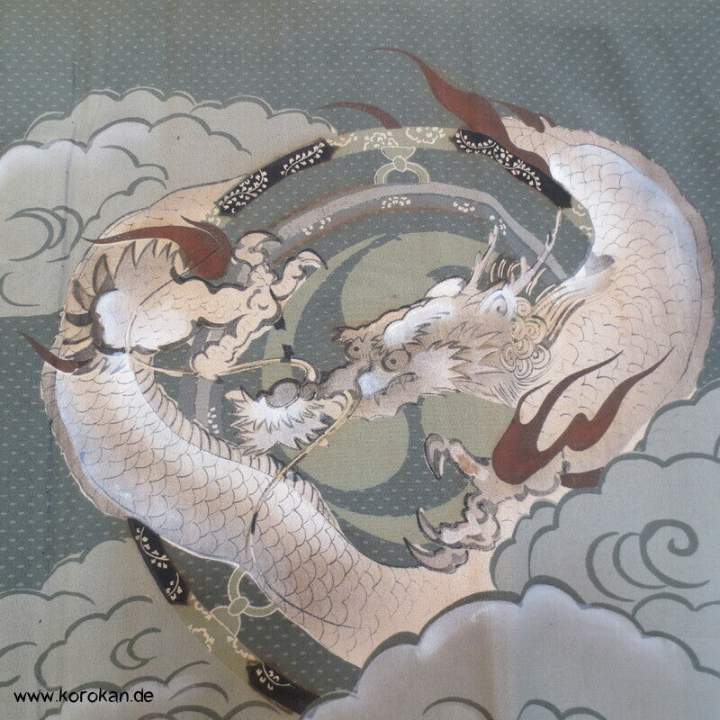 Drachen Juban Männer Unterkimono, Japan, Seide