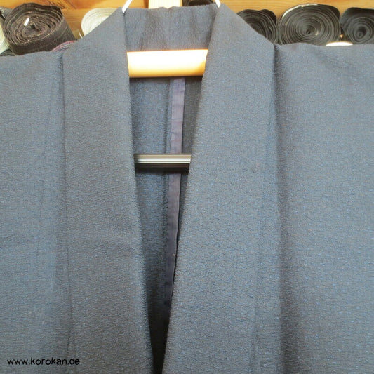 blaubraunschwarze melierte Wolle Hitoe Männer Kimono