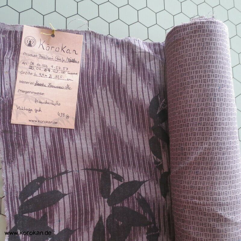 Araihari doppelseitig bedruckter feiner Baumwollstoff, Streifen und Blätter