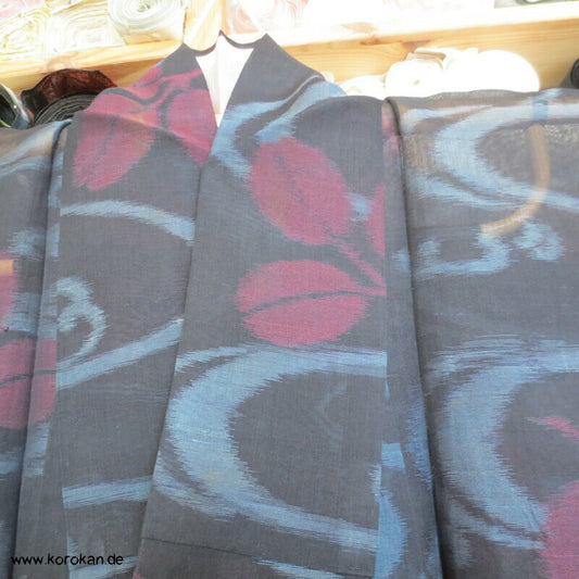 Japan Art Deco Nandina am Fluss Hitoe Kimono, steifes Sha Seidengewebe