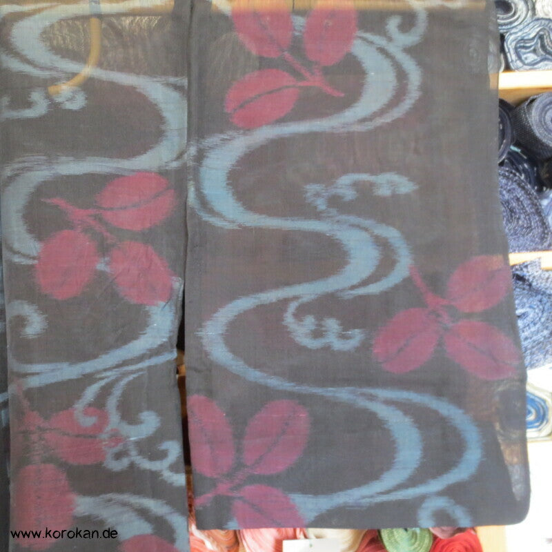 Japan Art Deco Nandina am Fluss Hitoe Kimono, steifes Sha Seidengewebe