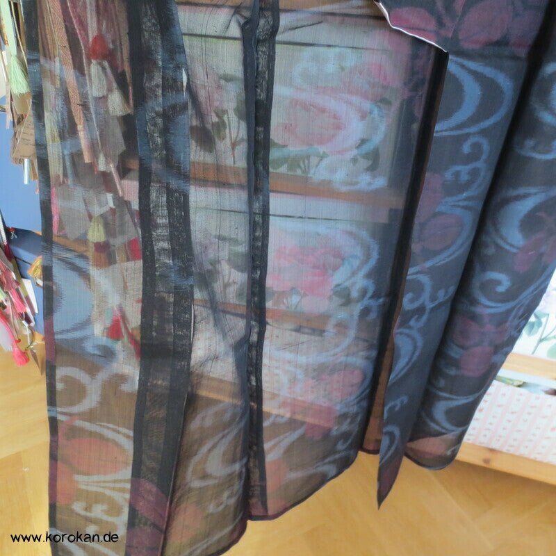 Japan Art Deco Nandina am Fluss Hitoe Kimono, steifes Sha Seidengewebe
