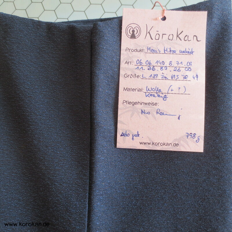 blaubraunschwarze melierte Wolle Hitoe Männer Kimono