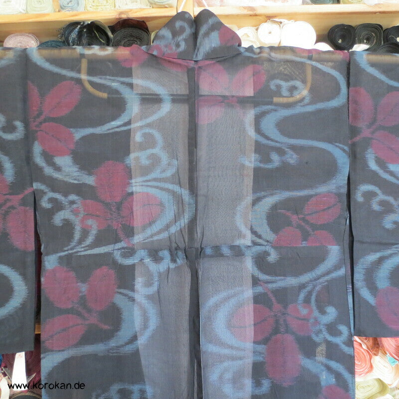 Japan Art Deco Nandina am Fluss Hitoe Kimono, steifes Sha Seidengewebe