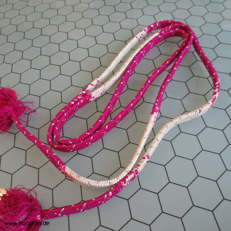 pink weißer Verlauf mit silber Obijime, Seide / Lurex
