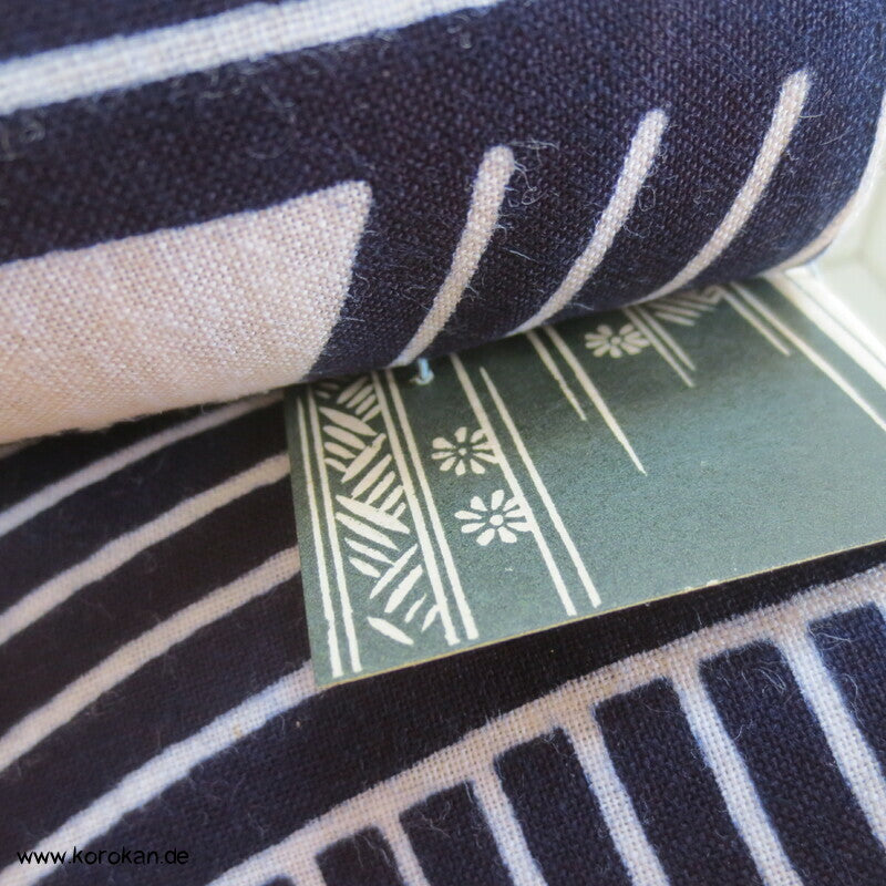 Wellen und Kanji originalgehefteter japanischer Yukata Kimono Baumwoll Stoff