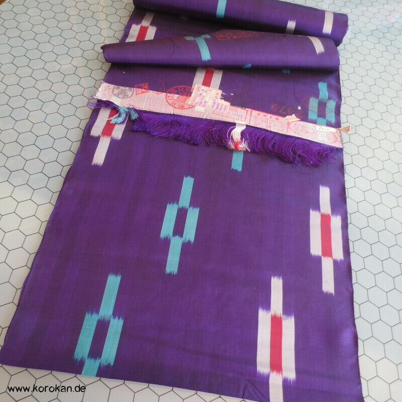 versetzte Streifen Meisen Kimono Seide, Murasaki Violett