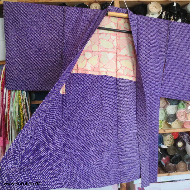 blauviolette Full Shibori Seiden Haori
