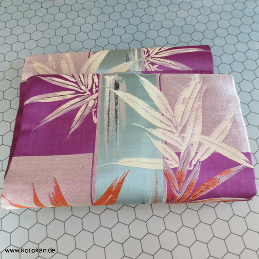 Bambus auf lila antiker Nagoya Obi Seidenbrokat Kimonogürtel