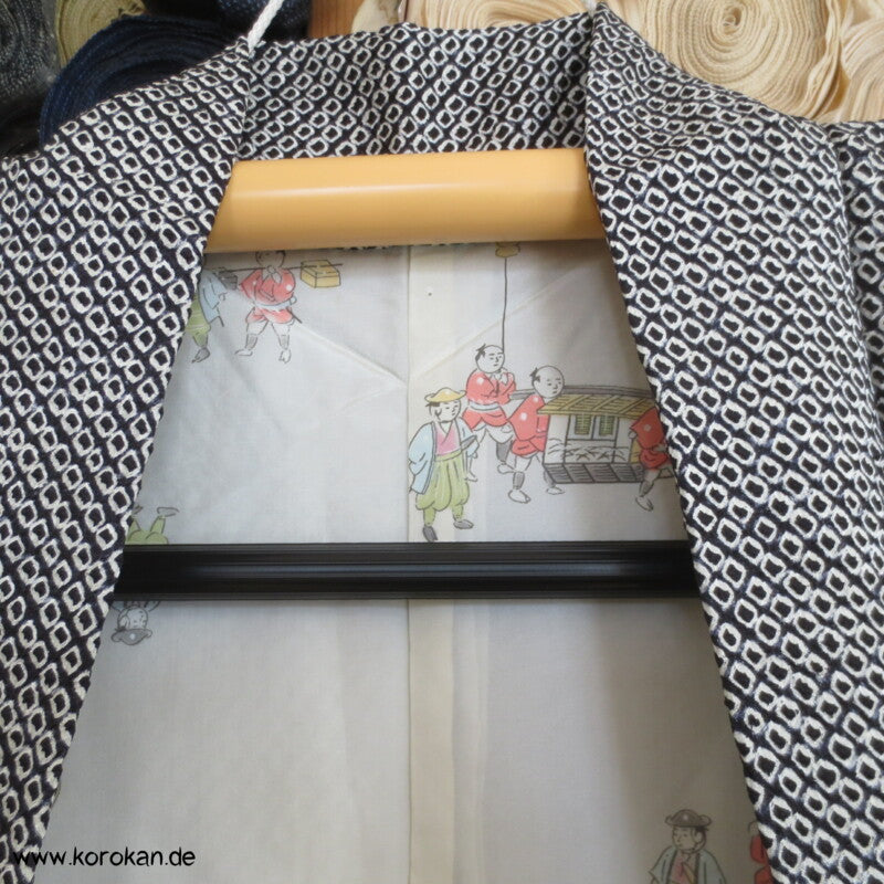 Full Shibori Fächer Seidendamast Haori Kimono Jacke