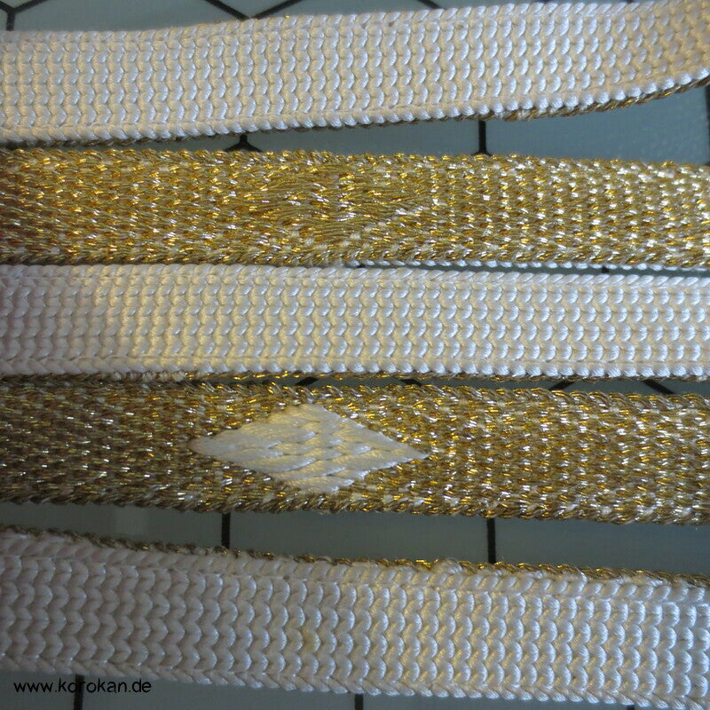 weiß gold mit rosa Troddeln Obijime, Seide / Lurex