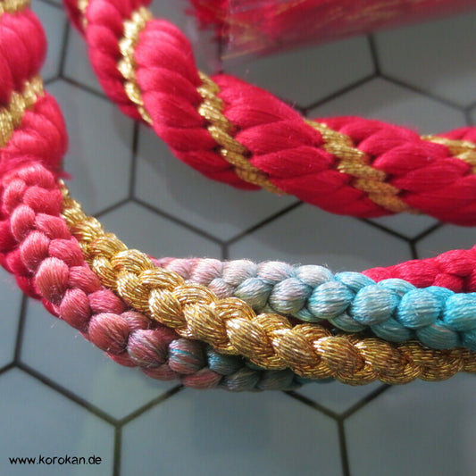 rot gold türkis Kordel Obijime, Seide