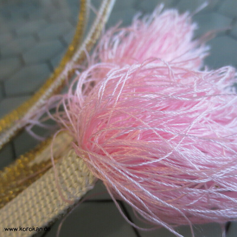 weiß gold mit rosa Troddeln Obijime, Seide / Lurex