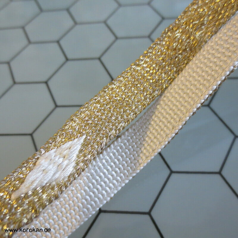 weiß gold mit rosa Troddeln Obijime, Seide / Lurex
