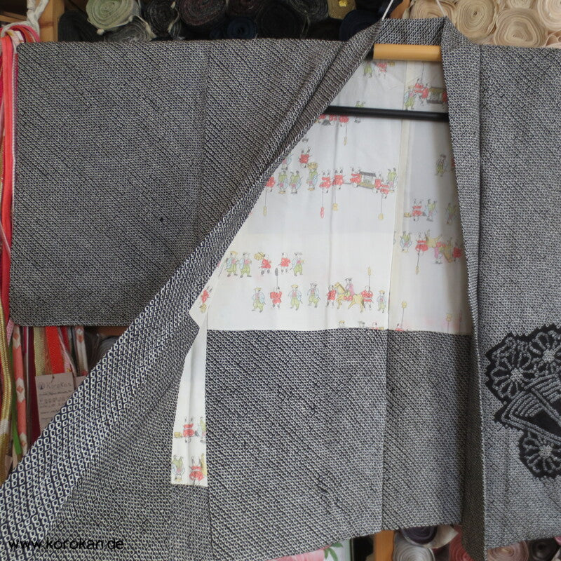 Full Shibori Fächer Seidendamast Haori Kimono Jacke