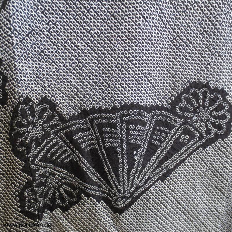 Full Shibori Fächer Seidendamast Haori Kimono Jacke