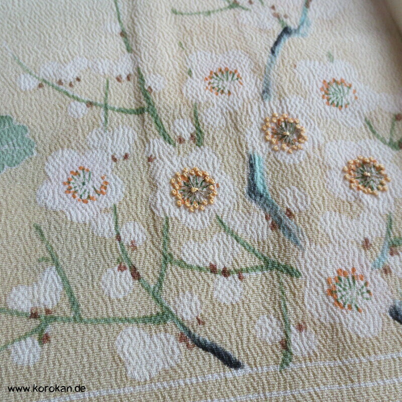 Furisode ? Nakagi? antiker Kimono, leicht mit Mandarinenten