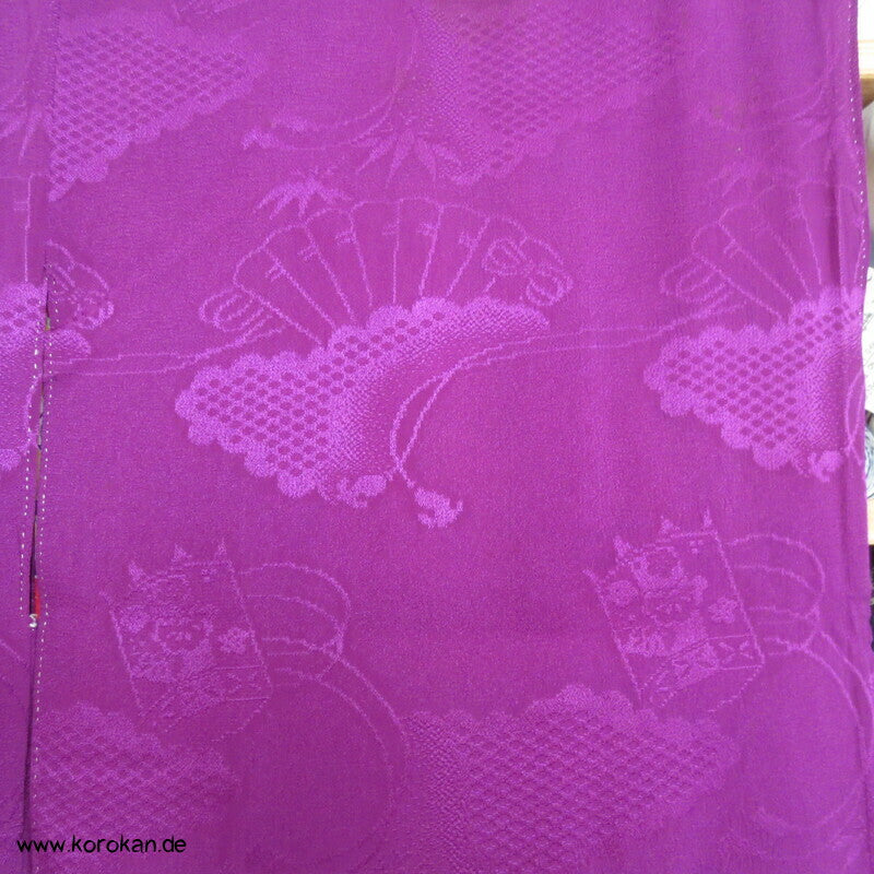 pflaumenlila Iromuji Fächer Rinzu Seidendamast Haori