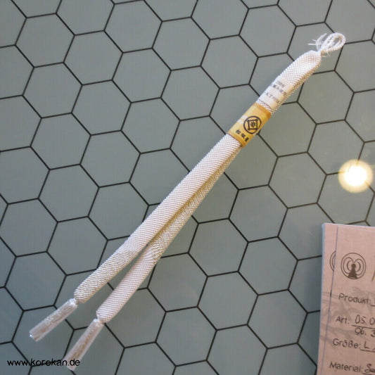 Haori Himo - Seide, silber weiß, gedrehte Welle