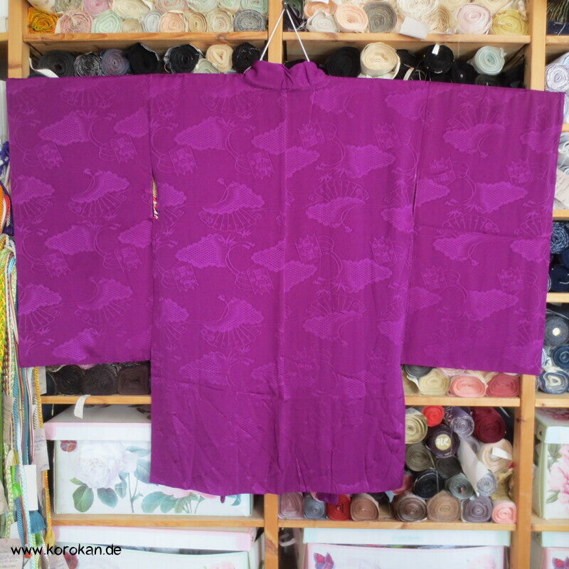 pflaumenlila Iromuji Fächer Rinzu Seidendamast Haori