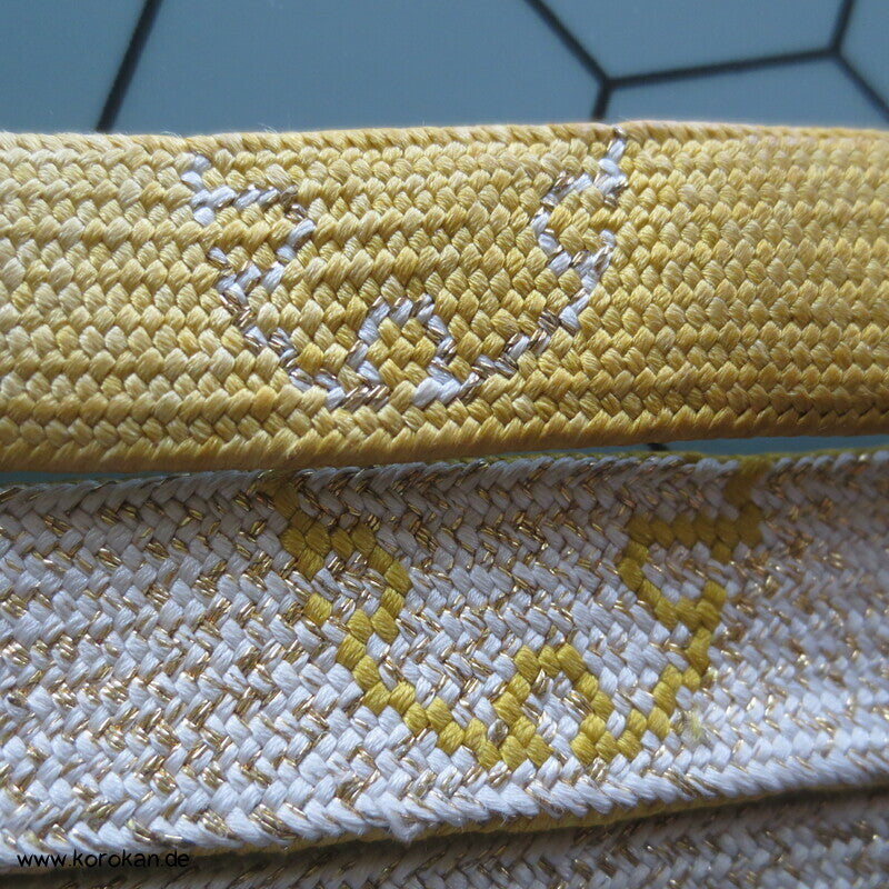 gelb gold Schneeflocke Obijime, Seide / Lurex