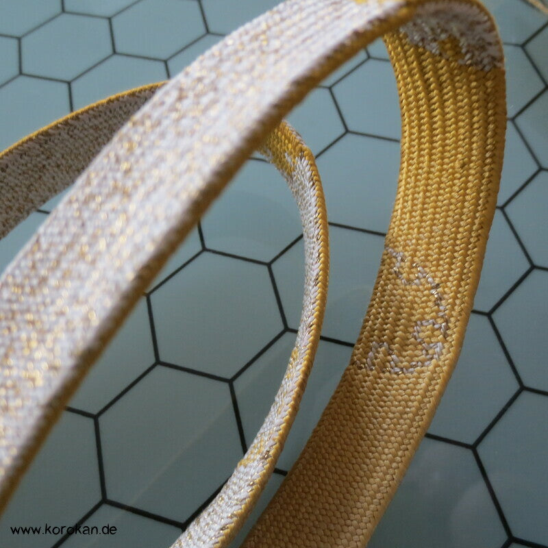 gelb gold Schneeflocke Obijime, Seide / Lurex